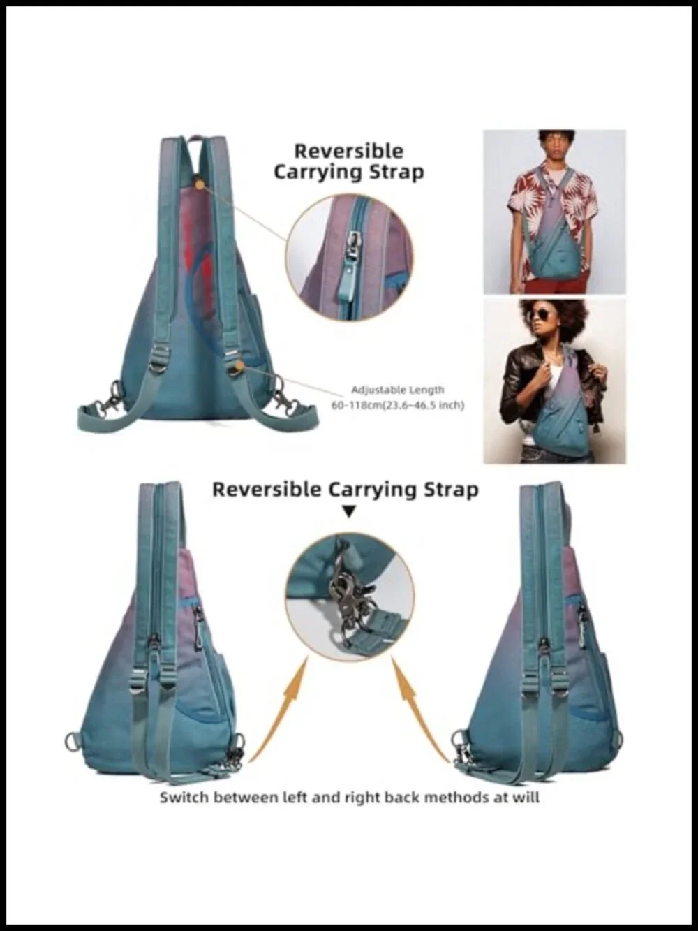 Canvas Sling Bag Mini Backpack Crossbody Daypack Rucksack Adjustable